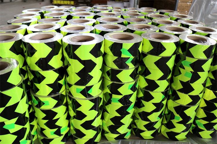 green and black reflective tape